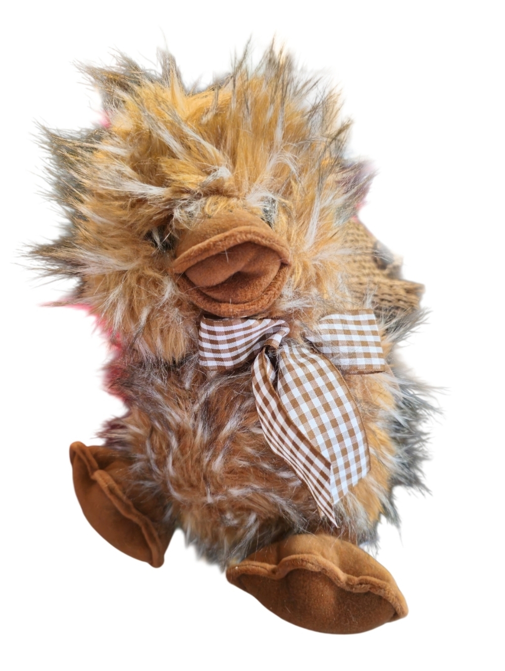 Vintage Fine Toy Plush Fuzzy Duck Toy  - Brown & Tan